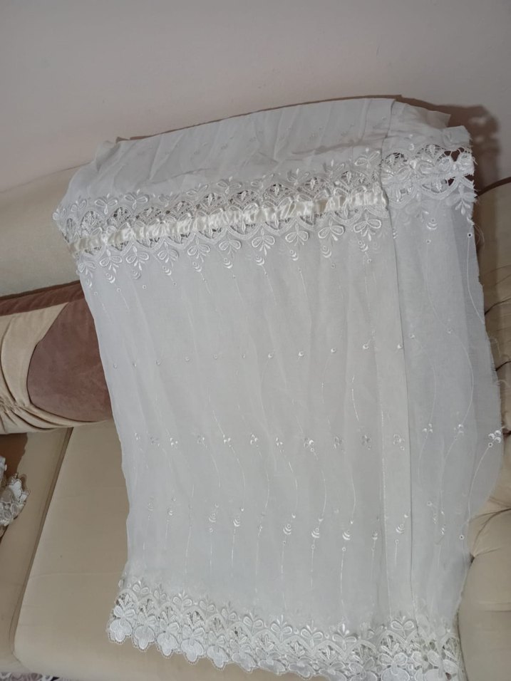 Beyaz Nakışlı Bohem Tül Perde 2 metre boy 170 eni - Görsel 3