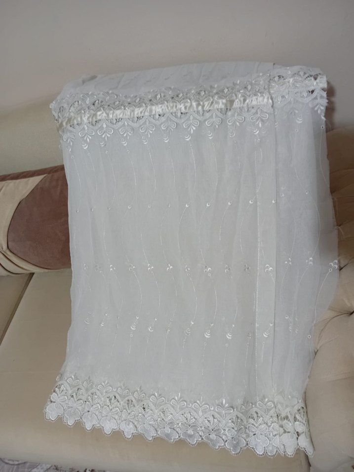 Beyaz Nakışlı Bohem Tül Perde 2 metre boy 170 eni - Görsel 5