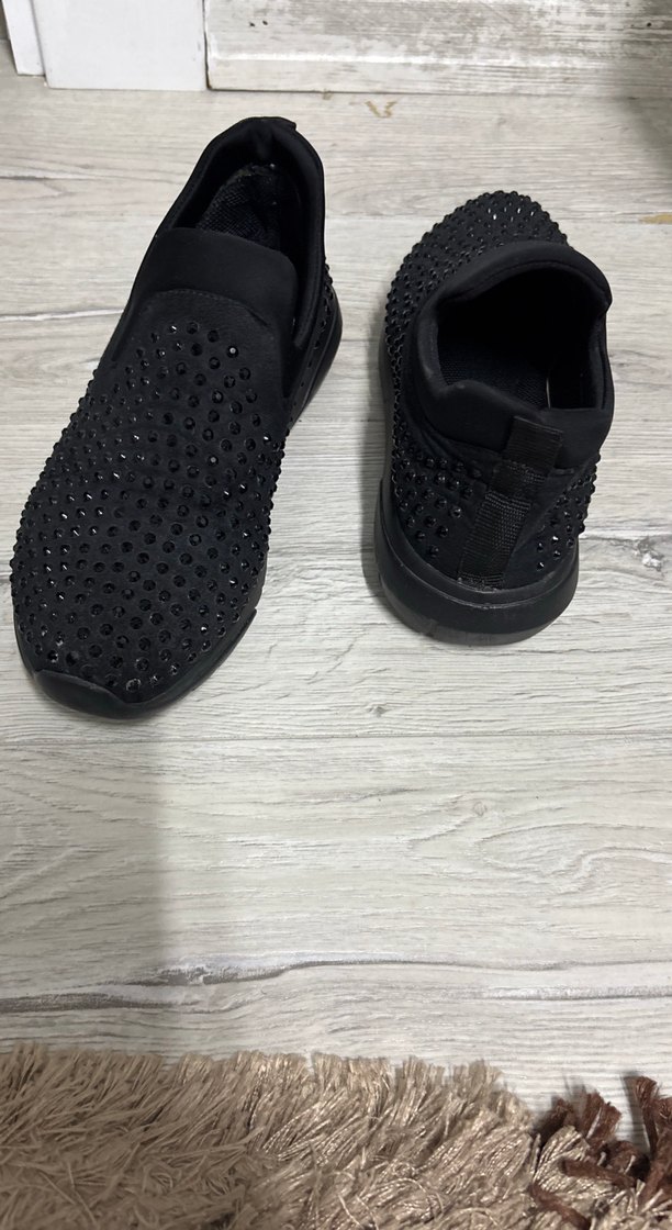 Siyah Taşlı Dolgu Topuklu Kadın Spor Ayakkabı - Görsel 2