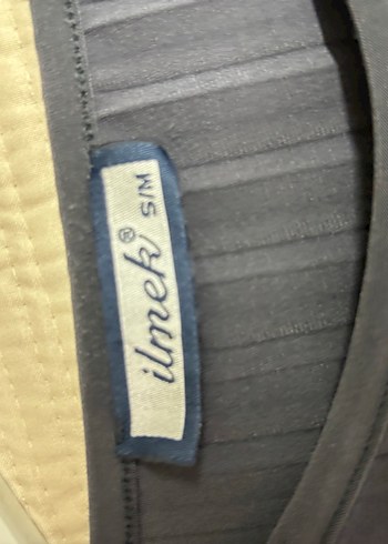 Gri Uzun Kollu Hamile Keten Bluz - Görsel 4