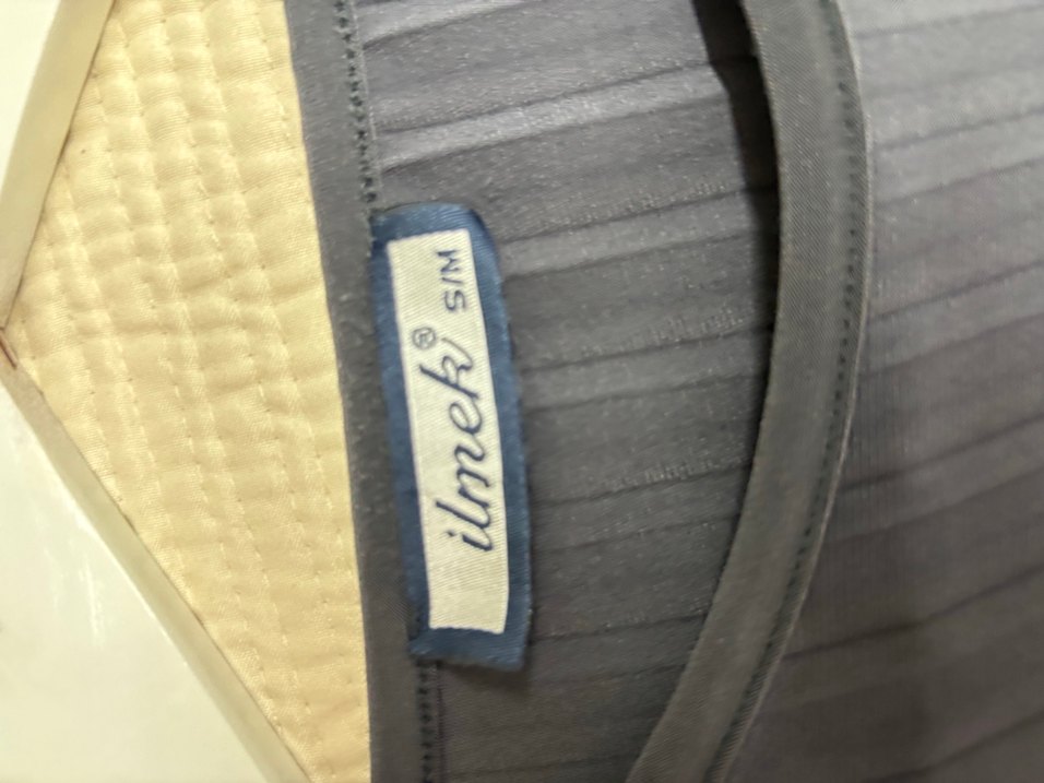 Gri Uzun Kollu Hamile Keten Bluz - Görsel 4