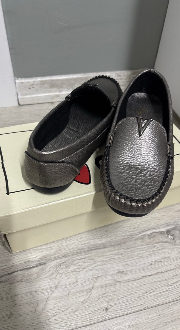 Gri Deri Kemerli Kadın Dolgu Topuklu Babet - Görsel 2