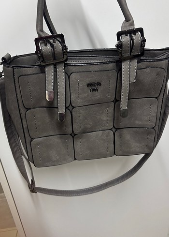 Gri Deri Kadın Çanta - Görsel 2
