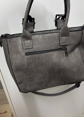 Gri Deri Kadın Çanta - Görsel 3
