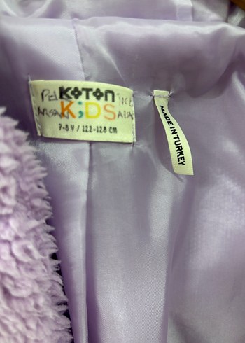 Mor Düğmeli Kız Çocuk Peluş Ceket - Görsel 3