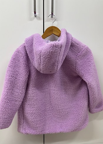 Mor Düğmeli Kız Çocuk Peluş Ceket - Görsel 2