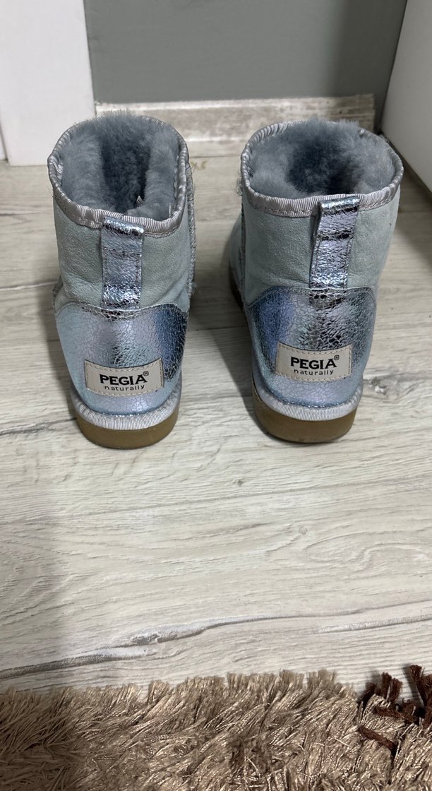 Gri Süet Kadın Botlar, Tüylü, Dolgu Topuk - Görsel 2