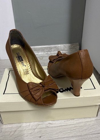 Klasik Kahverengi Fiyonklu Stiletto - Görsel 2