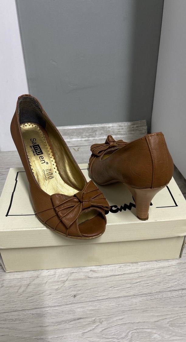 Klasik Kahverengi Fiyonklu Stiletto - Görsel 2