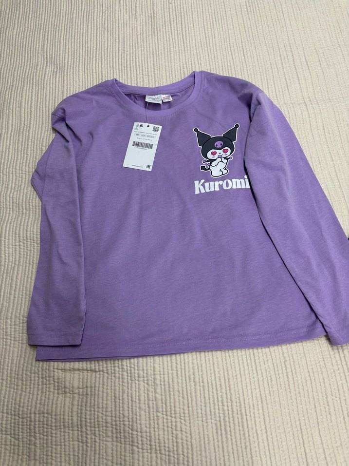 Kız Çocuk Mor Kuromi Baskılı Uzun Kollu Tişört - Görsel 3