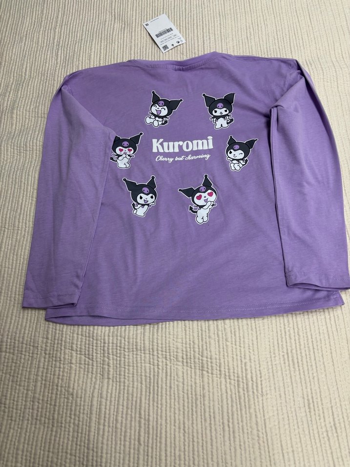 Kız Çocuk Mor Kuromi Baskılı Uzun Kollu Tişört - Görsel 2