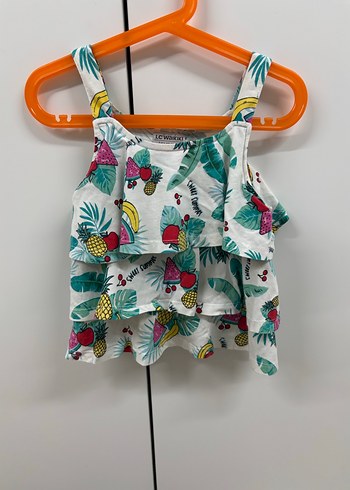 Baskılı, kısa kollu, bol kesim kız tişörtleri ve askılı bluz - Görsel 8