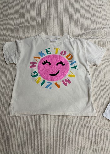 Baskılı, kısa kollu, bol kesim kız tişörtleri ve askılı bluz - Görsel 2