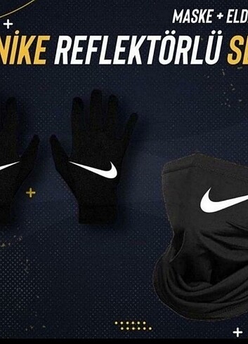 Nike reflektörlü set maske+eldiven 