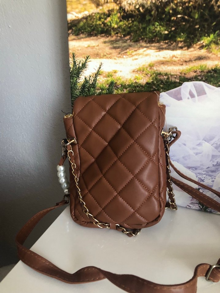 Kahverengi Deri Kapitone Kadın Çanta - Görsel 2