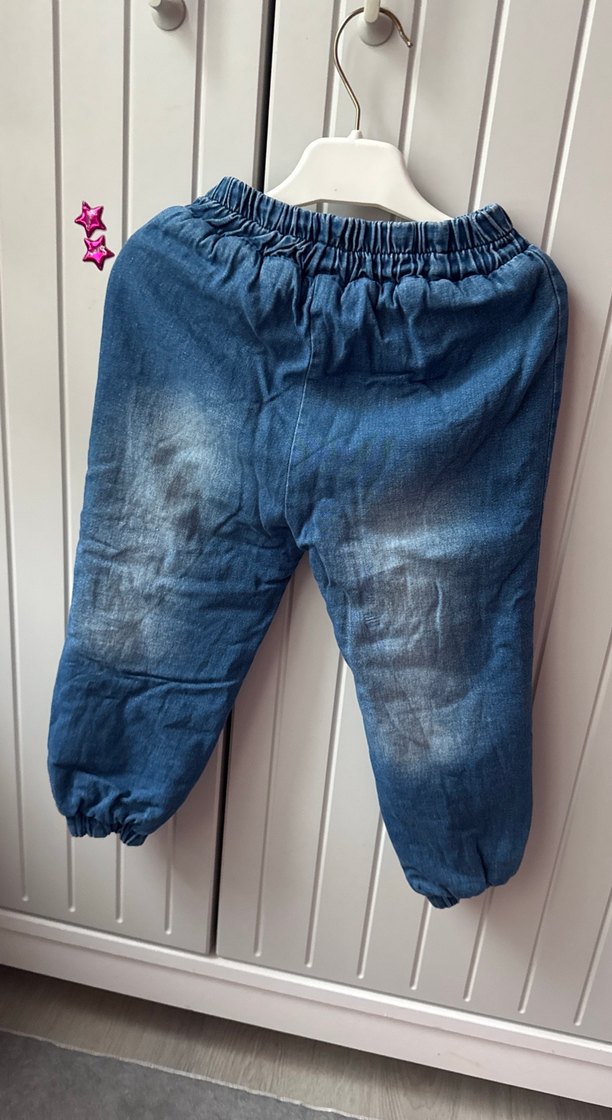 Kızlar için Mavi Bol Kesim Kot Pantolon - Görsel 3