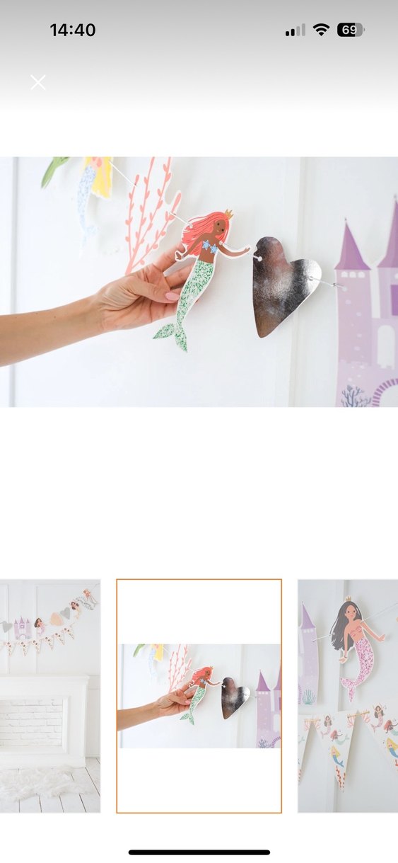 Pembe Pastel Deniz Kızı Parti Süsü - Görsel 2