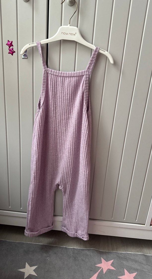 Kızlar İçin Mor Triko Askılı Tulum - Görsel 3