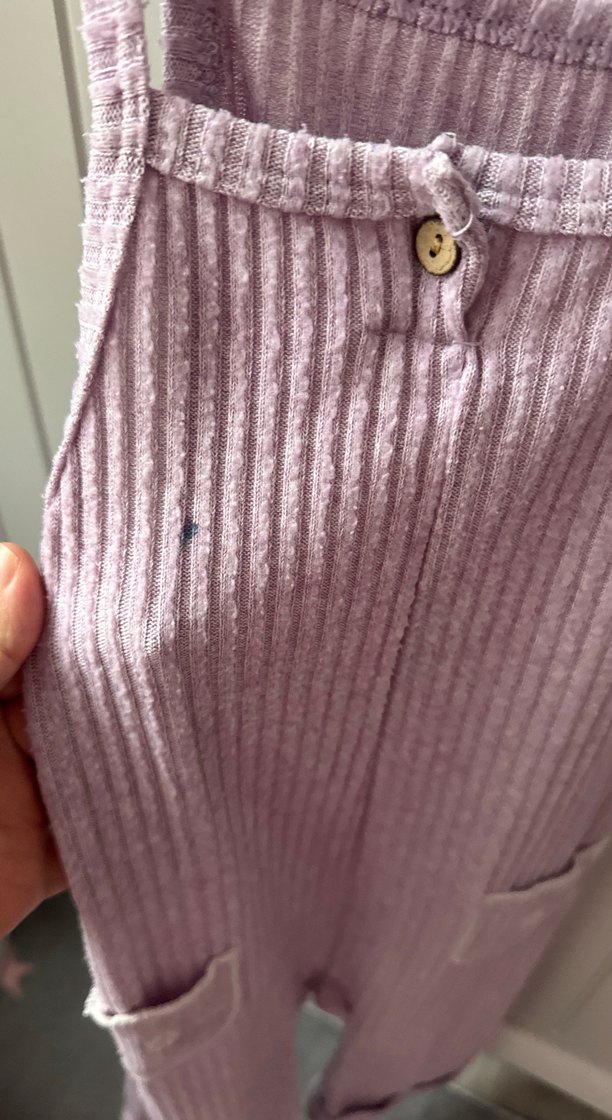 Kızlar İçin Mor Triko Askılı Tulum - Görsel 2