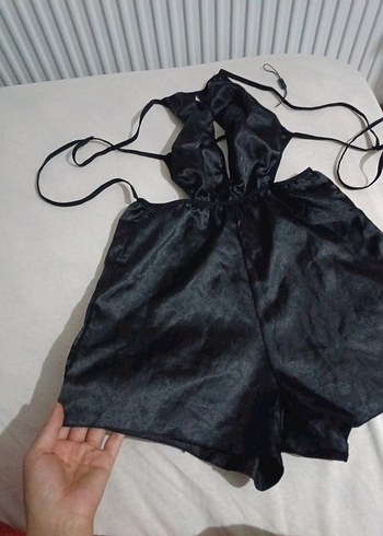 Parlak Mini Saten Tulum - Görsel 3