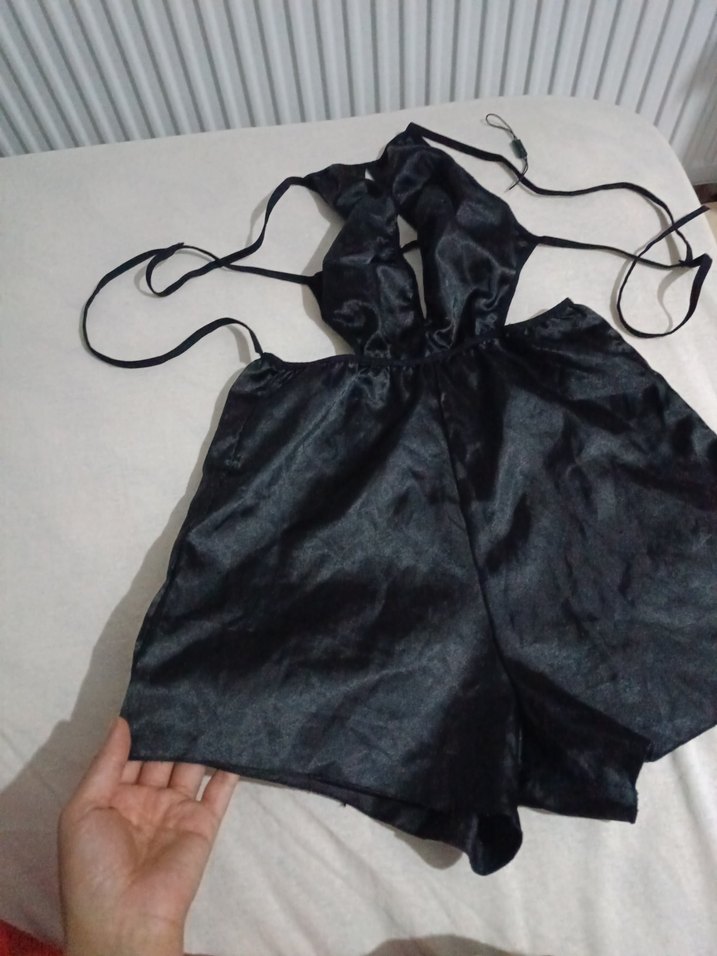 Parlak Mini Saten Tulum - Görsel 3