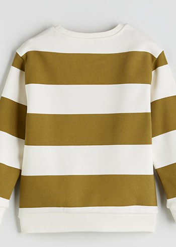 Erkek Çocuk Bej Çizgili Sweatshirt - Görsel 2