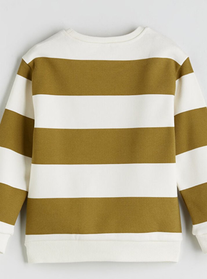 Erkek Çocuk Bej Çizgili Sweatshirt - Görsel 2