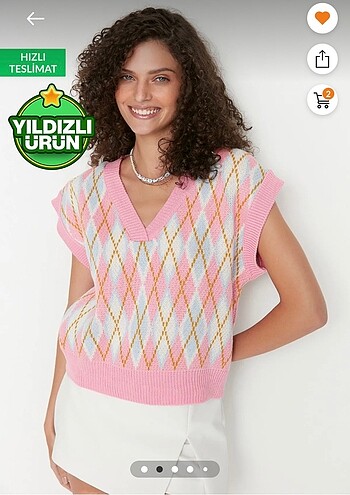 Trendyol & Milla Pembe baklava desenli süveter