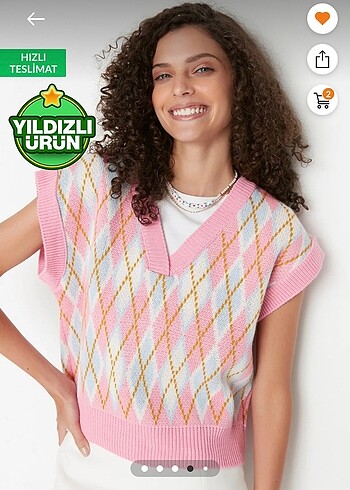 l Beden Pembe baklava desenli süveter