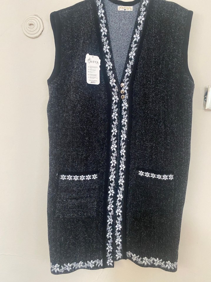 Nakışlı Gri Triko Kadın Yelek - Görsel 2