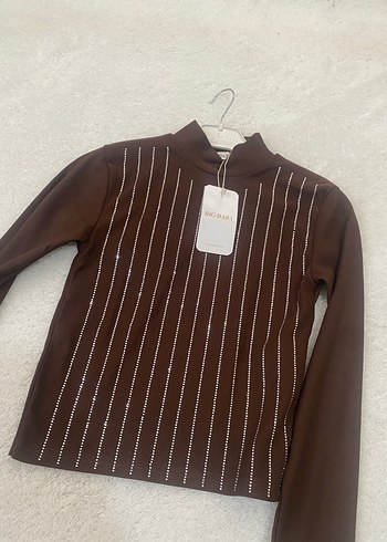 Kahverengi Çizgili Balıkçı Yaka Triko Kazak - Görsel 2