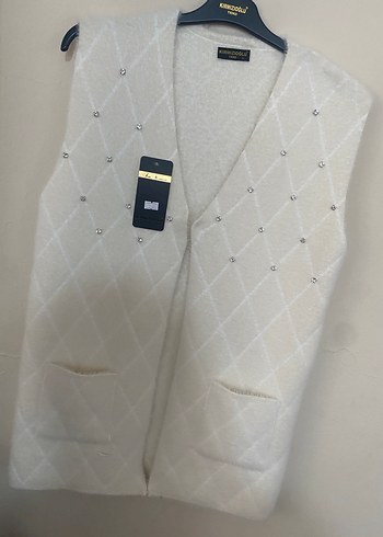 Düğmeli Beyaz Midi Yelek - Görsel 2