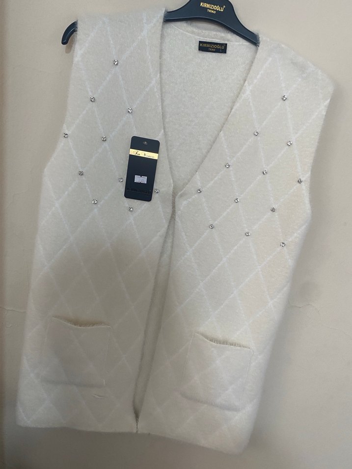 Düğmeli Beyaz Midi Yelek - Görsel 2