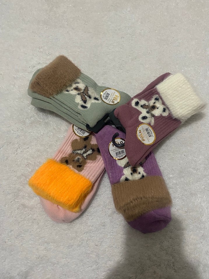 Nakışlı Pastel Renkli Yumuşak Çorap - Görsel 2