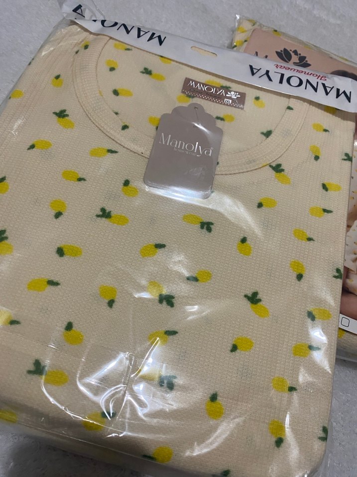 Sarı Baskılı  Uzun Kollu Kadın Pijama - Görsel 4