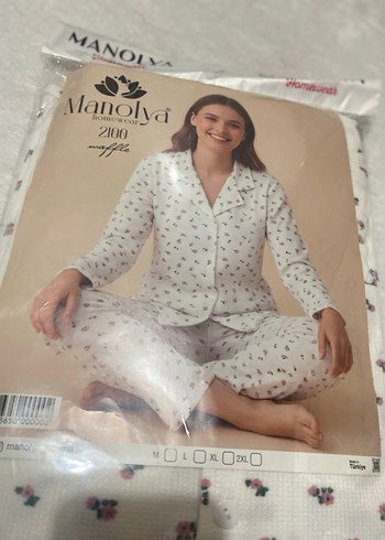 Beyaz Pamuklu Uzun Kollu  Pijama Takımı - Görsel 2