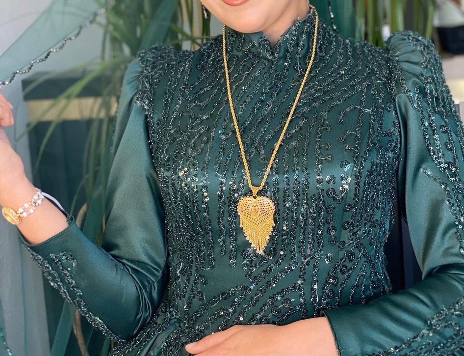 Drapeli Uzun Kollu Haki Bohem Gelinlik - Görsel 2