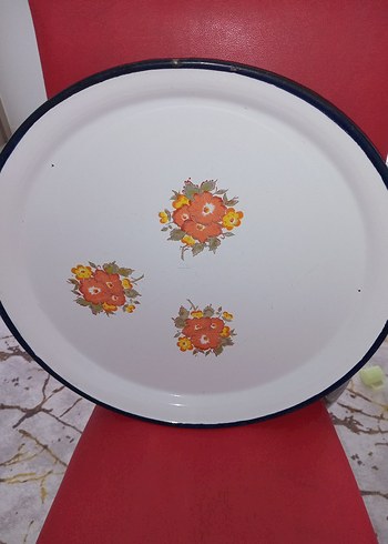 Dior Beyaz Çiçek Desenli Yuvarlak Tepsi 52cm