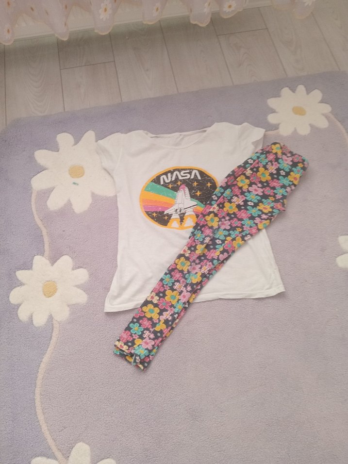 Kızlar için Baskılı Pamuklu Tişört - Görsel 2