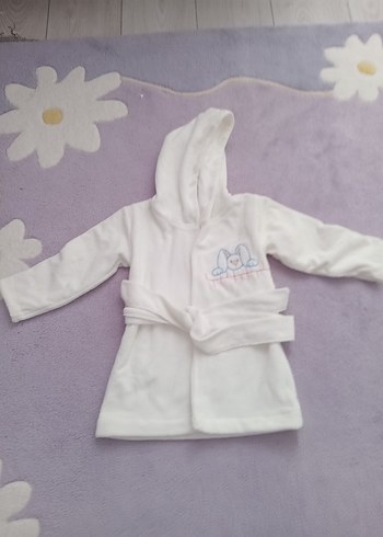 Kapüşonlu Beyaz Çocuk Bornozu - Görsel 3