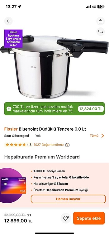 Fissler düdüklü 6lt