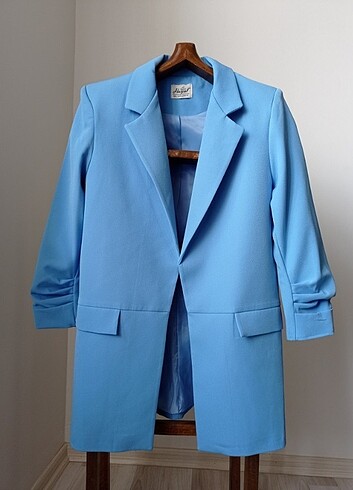 mavi blazer ceket abiye ceket kolları kısa 