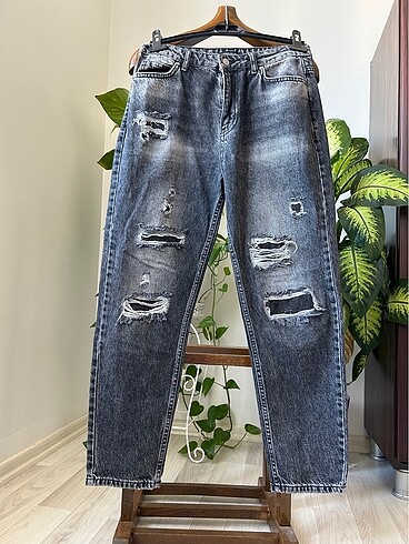trendyol milla california street boyfriend eskitilmiş antrasit k