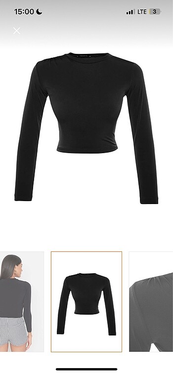 siyah trendyolmilla crop vücuda oturan parlak kumaş bershka mang