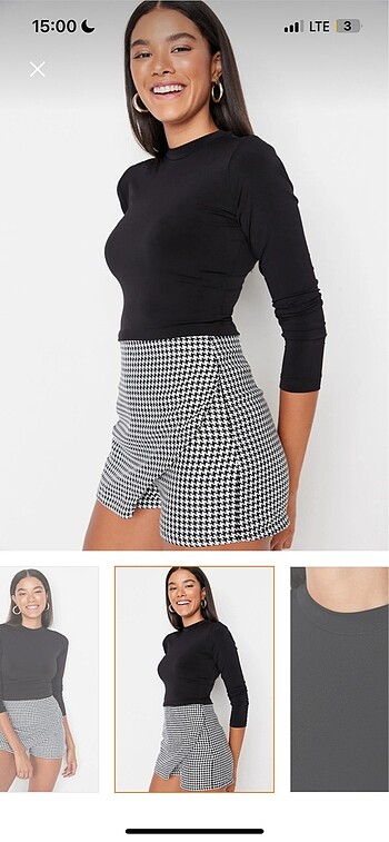 m Beden siyah Renk siyah trendyolmilla crop vücuda oturan parlak kumaş bershka mang