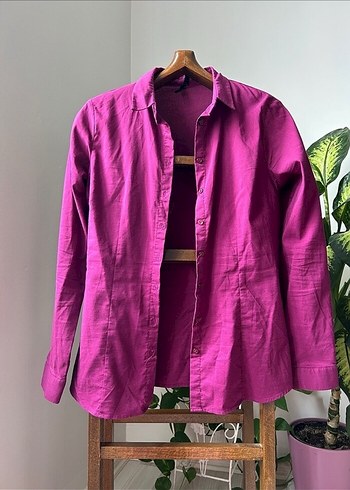 l Beden kırmızı Renk kırmızı mor pembe gömlek belden oturtmalı fitted
