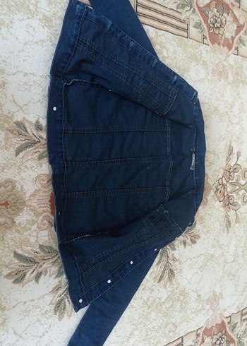 Düğmeli Lacivert Kadın Denim Ceket - Görsel 3