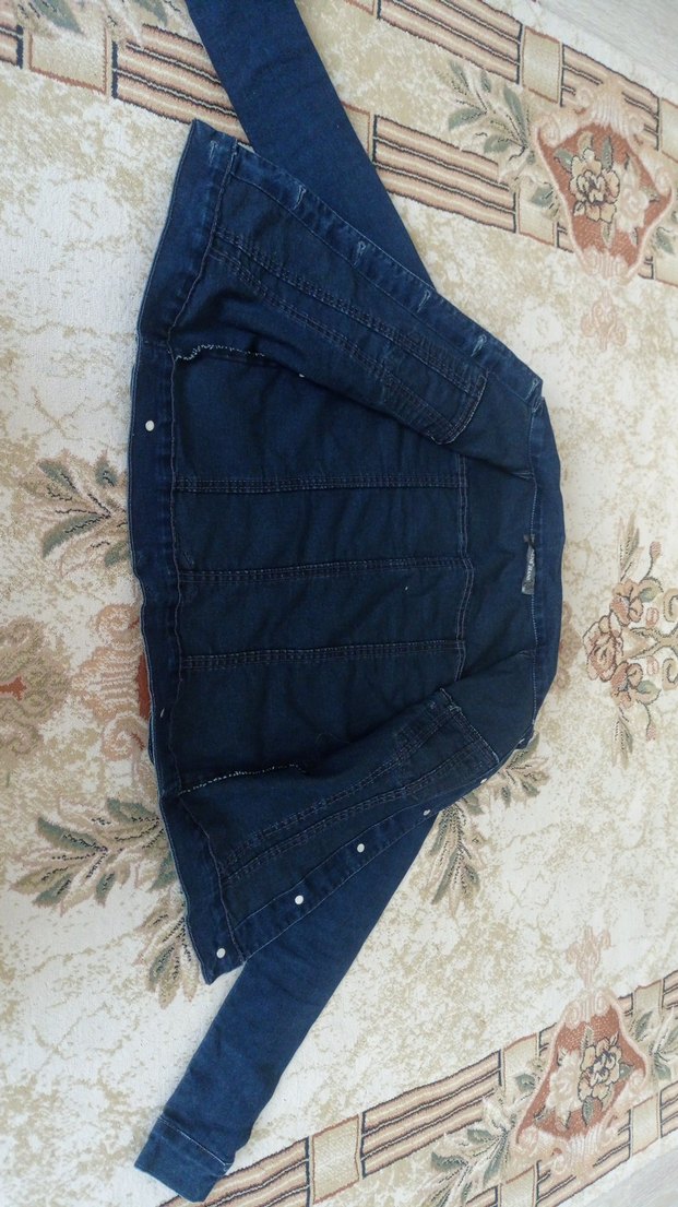 Düğmeli Lacivert Kadın Denim Ceket - Görsel 3