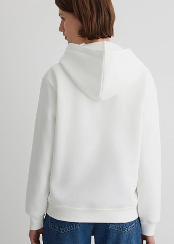 Diğer Beyaz Kapüşonlu Rahat Kesim Kadın Sweatshirt