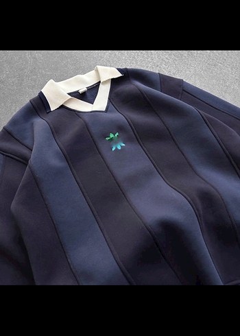 Düğmeli Lacivert Erkek Sweatshirt